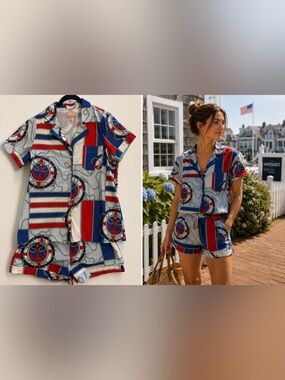 Show Me Your Mumu XS Nautical Anchor Print 2 Piece Set Shorts